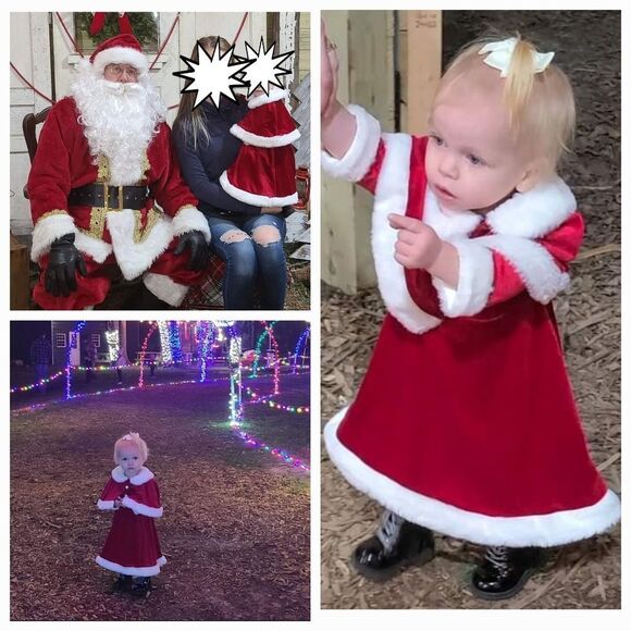 Baby Girl Red Santa Dress & Capelet 18M Faux Fur Velour Christmas Holiday Cape - Picture 3 of 12